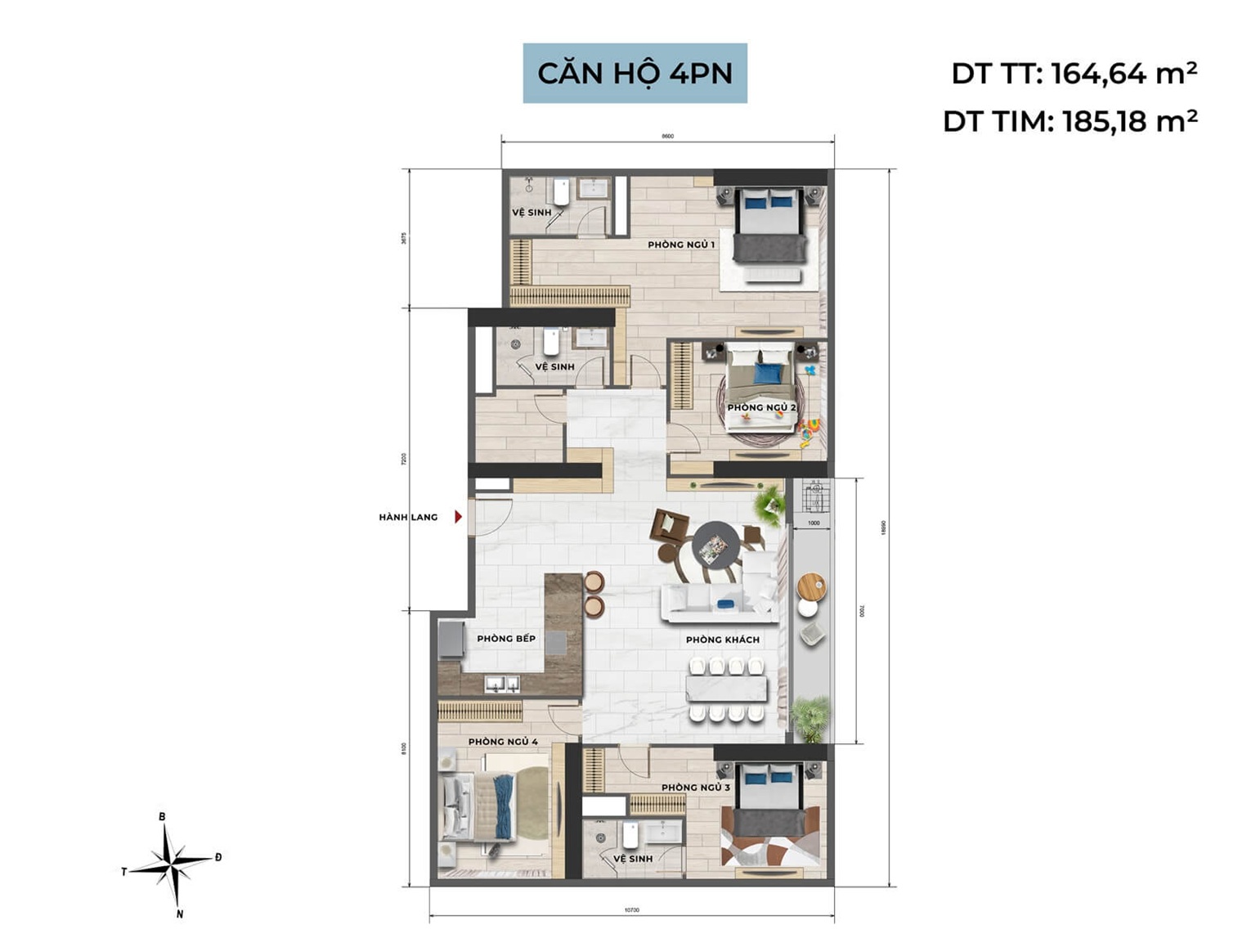 căn hộ 4 phòng ngủ sun group ciputra