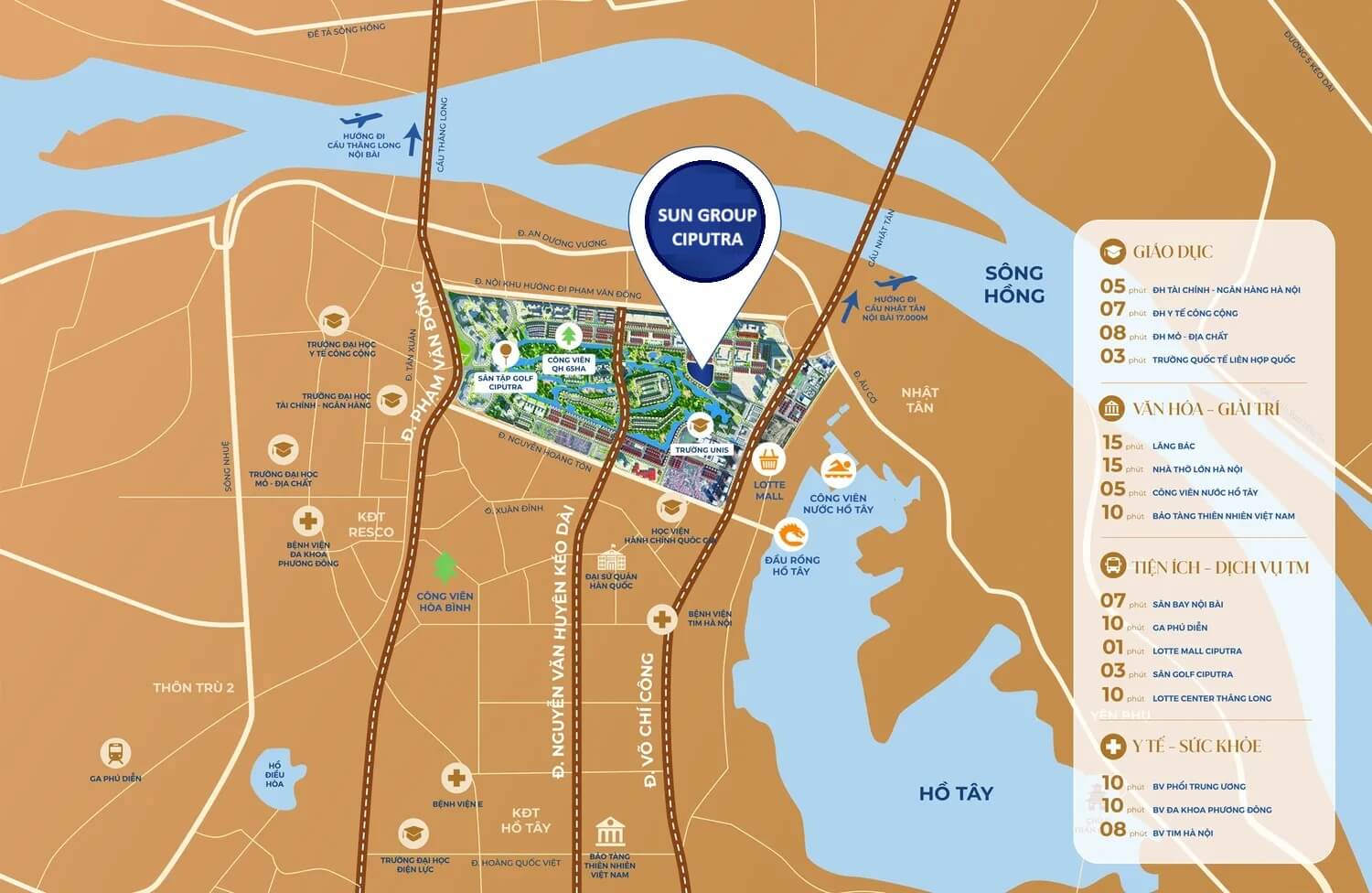 vị trí dự án sun group ciputra tây hồ