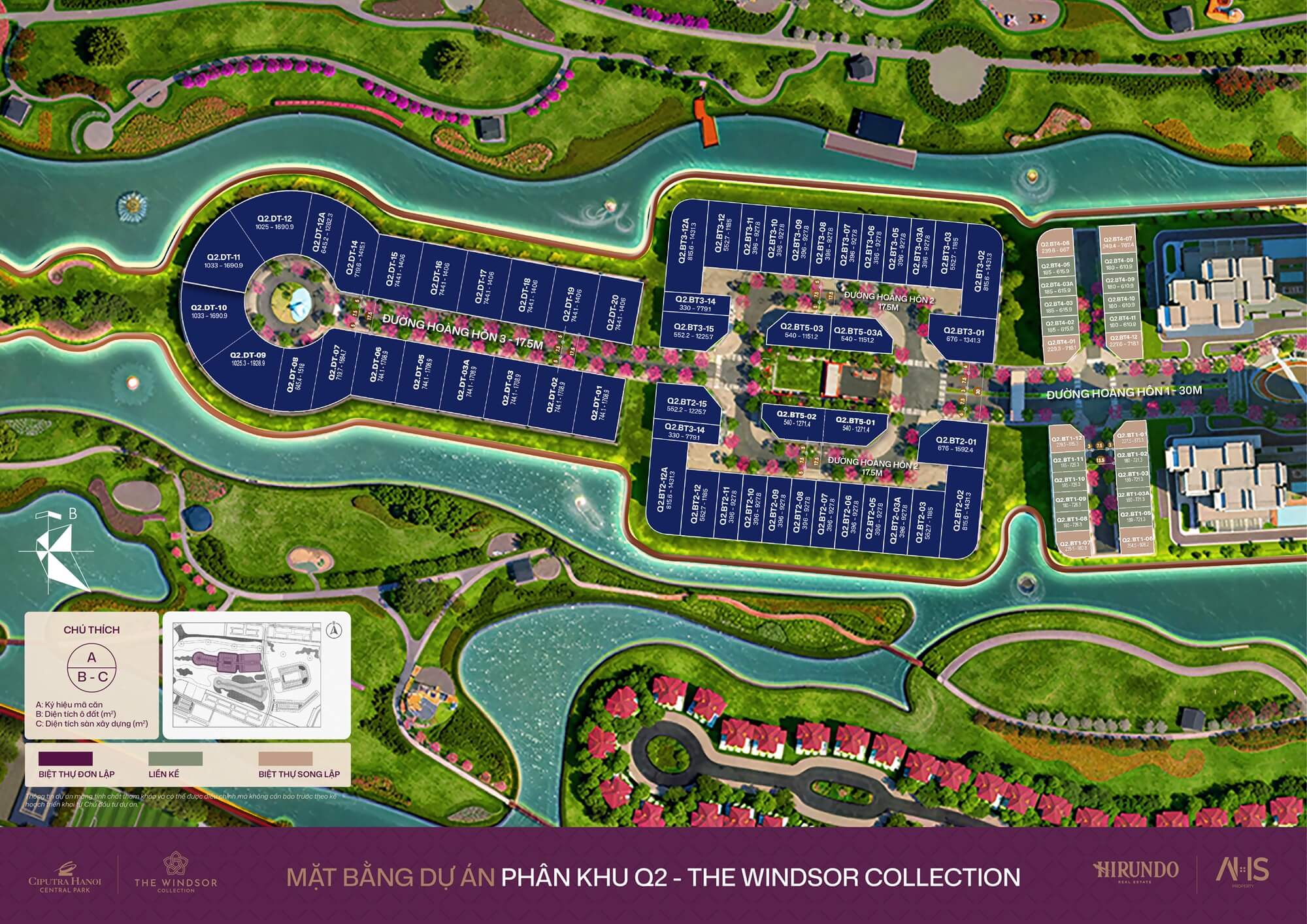 mặt bằng phân khu q2 dự án the windsor collection ciputra